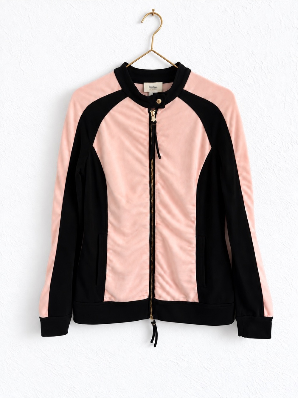 Neiman Marcus Exclusive Pink Black Zip Up Jacket Medium Stretch